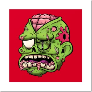 Wounded Zombie Head Posters and Art